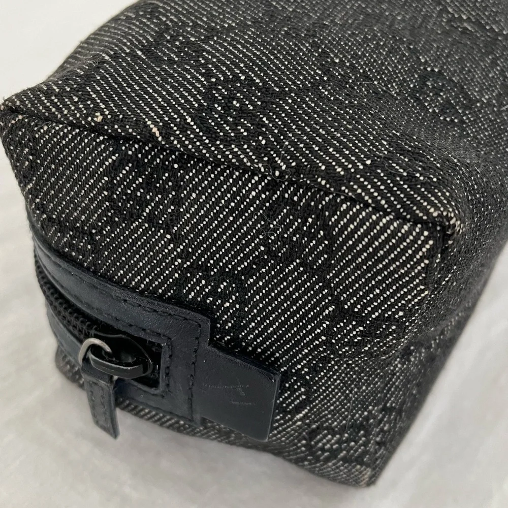Gucci Monogram Cosmetic Pouch Black Vintage Unisex EUC